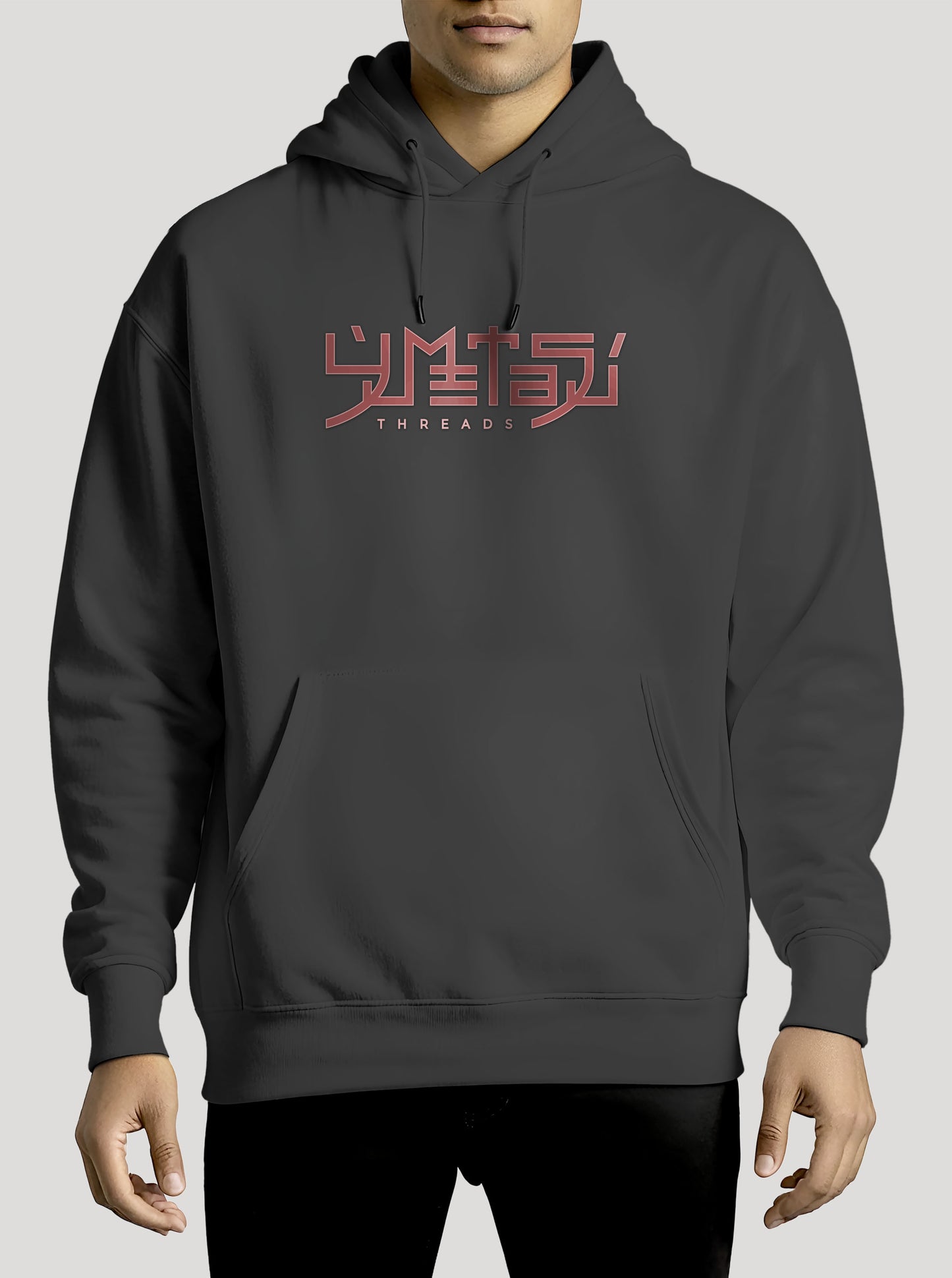 Dark Grey Hoodie featuring best Anime Characters mash up prints in red colours on back with Brand logo embroidered on front, made from 100% organic breathable cotton, with an oversized fit when sized up.