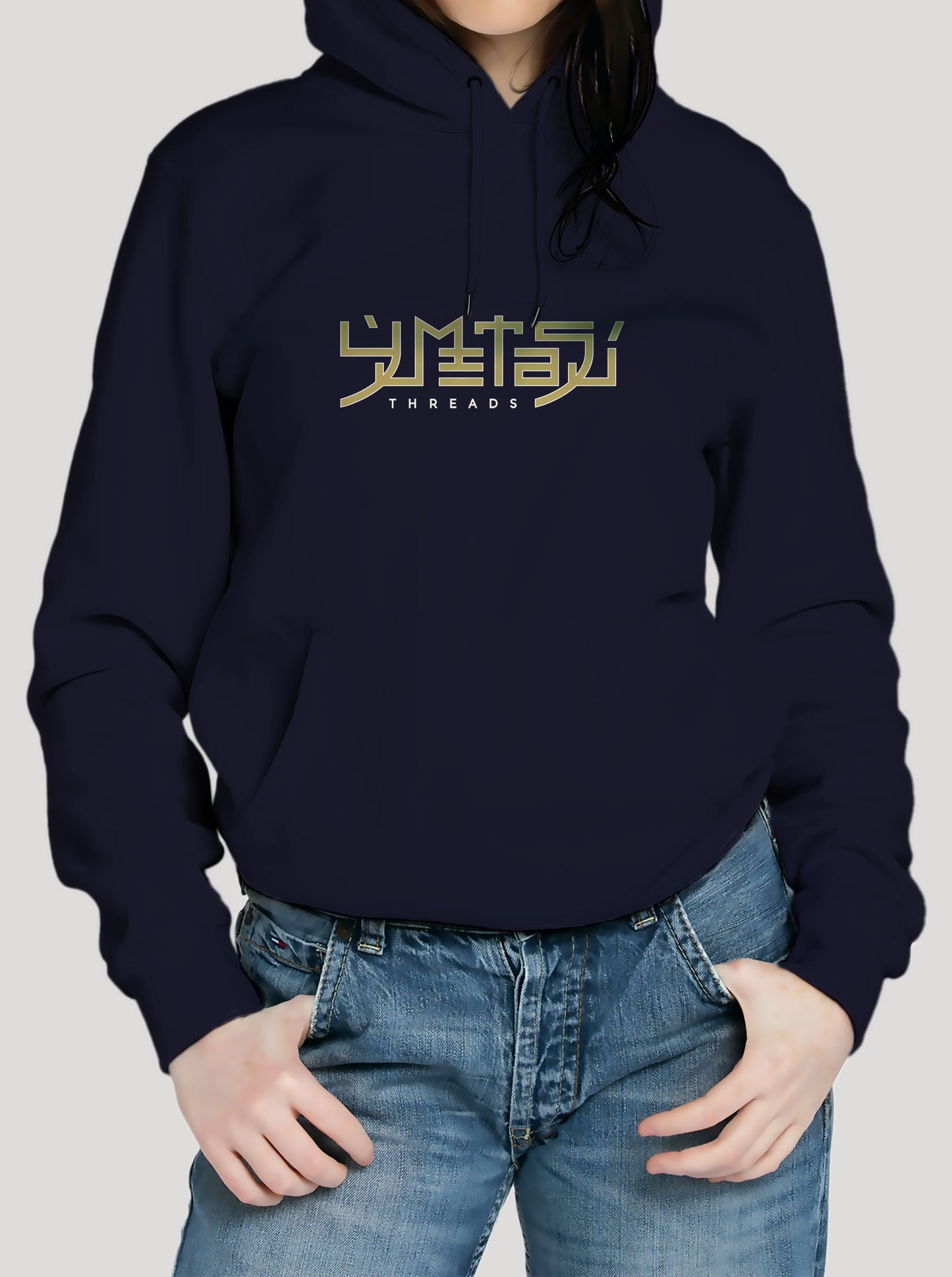 Navy Hoodie featuring best Anime Characters mash up prints in yellow colours on back with Brand logo embroidered on front, made from 100% organic breathable cotton, with an oversized fit when sized up.