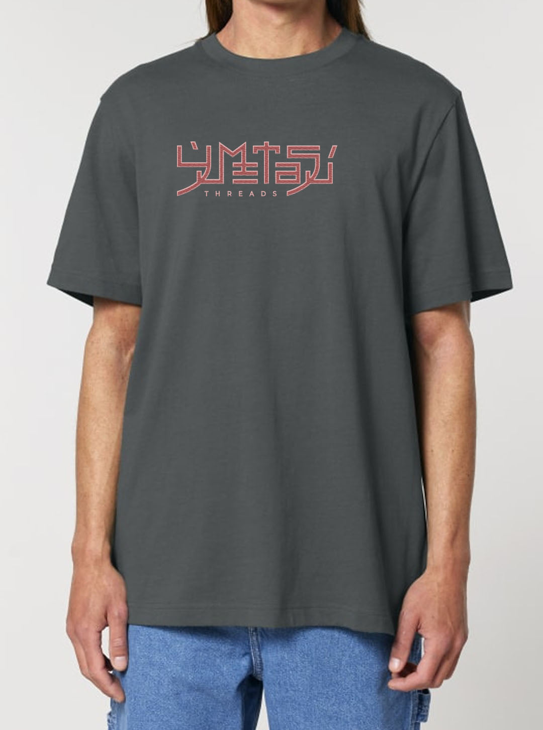 Anthracite t-shirt featuring best Anime Characters mash up prints in red colours on back with Brand logo embroidered on front, made from 100% organic breathable cotton, with an oversized fit when sized up.