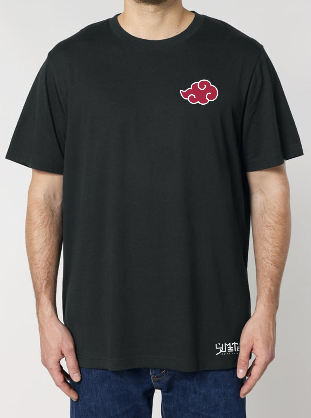 Black t-shirt featuring the Akatsuki group from Naruto prints in original colours on front and back, made from 100% organic breathable cotton, with a oversized fit when sized up.